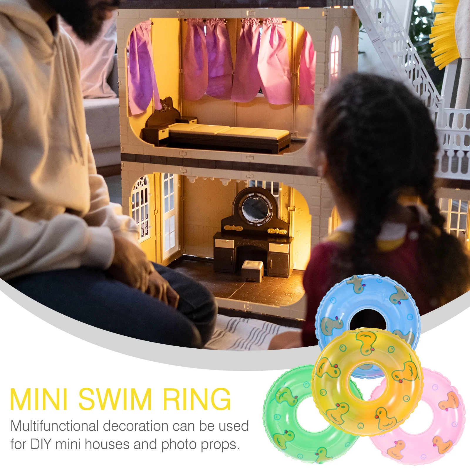 3 Count Toy Room Mini Swim Ring Baby Summer Accessories Topper House Swimming Rings