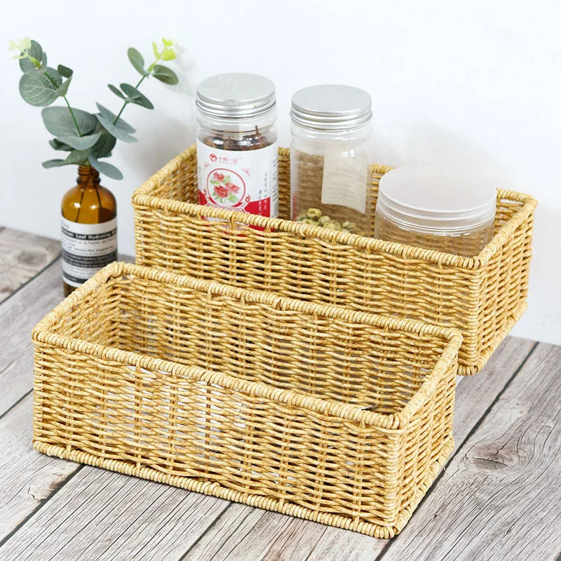 

Kitchen Handmade Vine Weaving Storage Basket Seasoning Bottles Daily Storage Basket