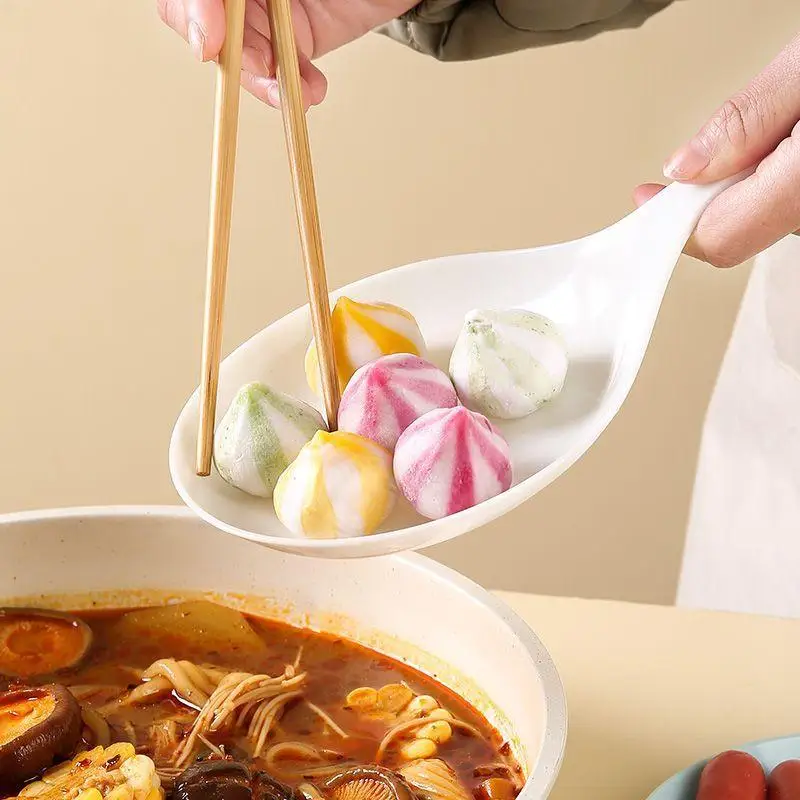 لوحة ملعقة كبيرة مع مقبض أطباق طبق توابل وصلصة التعامل مع ملعقة تقديم على الطراز الكوري أطباق تذوق ملاعق العشاء لشريحة لحم الحلوى #4