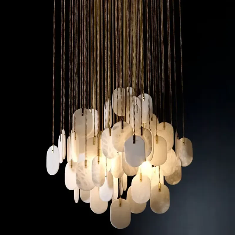 Alabaster Chandelier for Model Room Living Room Private House Villa Duplex Building-Creative Personality Hanging