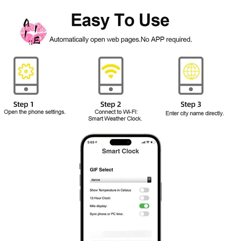 A11E-Smart WIFI Weather Station Clock DIY Cute GIF Animations Desktop Decoration Electronic Album Function MINI Clock B Easy Ins