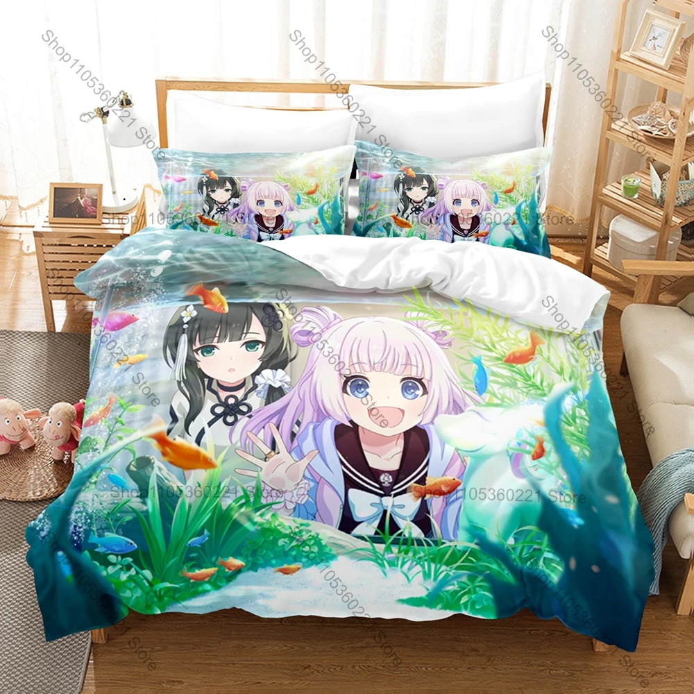Fantasy Battle Anime Assault Lily Bouquet All Characters Print Duvet Cover + 2 Pillowcases Soft Microfiber Teen Room Bedding