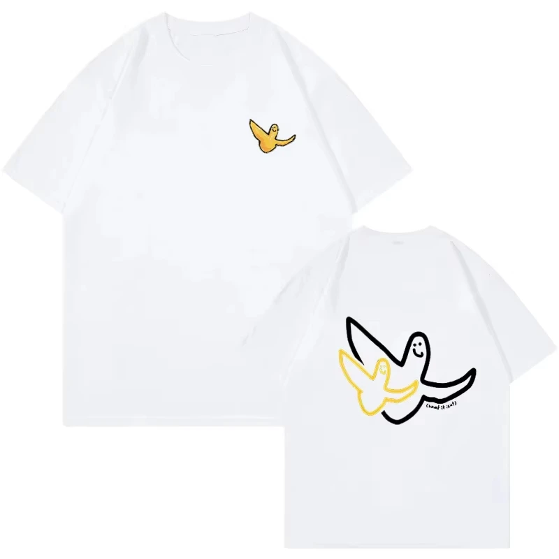 2025 المد العلامة التجارية الكورية ما هو الرجال والنساء الصيف قصيرة الأكمام بيتر بان القطن زوجين تي شيرت الهيب هوب Harajuku المحملة #1
