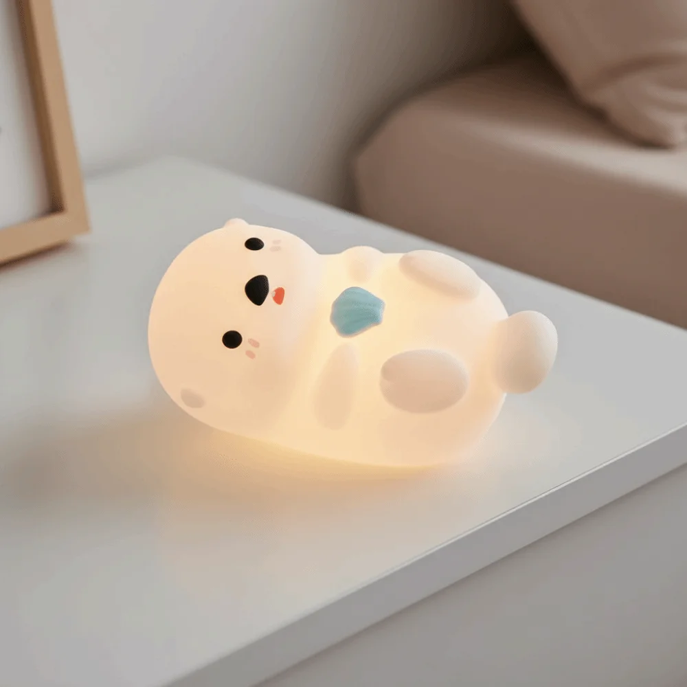 

USB Rechargeable Otter Night Light Touch Control Cute Silicone Sleep Companion Timer Adjustable Rechargeable Timing