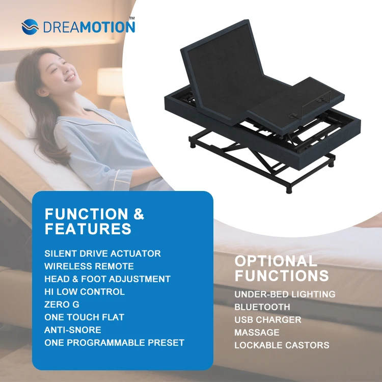 Dreamotion إطار سرير متعدد الزوايا لرفع الرأس والقدم لرعاية المسنين #3