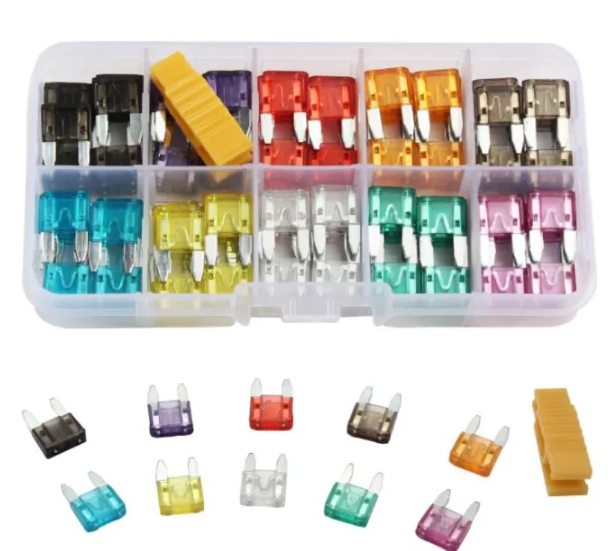 120Pcs Profile Small Size Blade Car Fuse Assortment Set for Auto Car  2/3/5/7.5/10/15/20/25/30/35A Fuse with Plastic Box