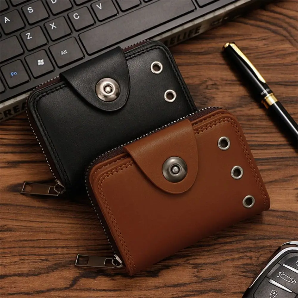 

18 Cards Slim Holder Men's Short Wallet Large Capacity Durable Pocket Purse Cash Clamp Anti-degaussing Male Leather Purse Card