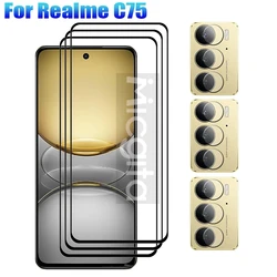 Full Glue Smartphone Glass For Realme C75 Screen protector Anti-Scratch 9H For Realme C75 Soft fiber Camera film