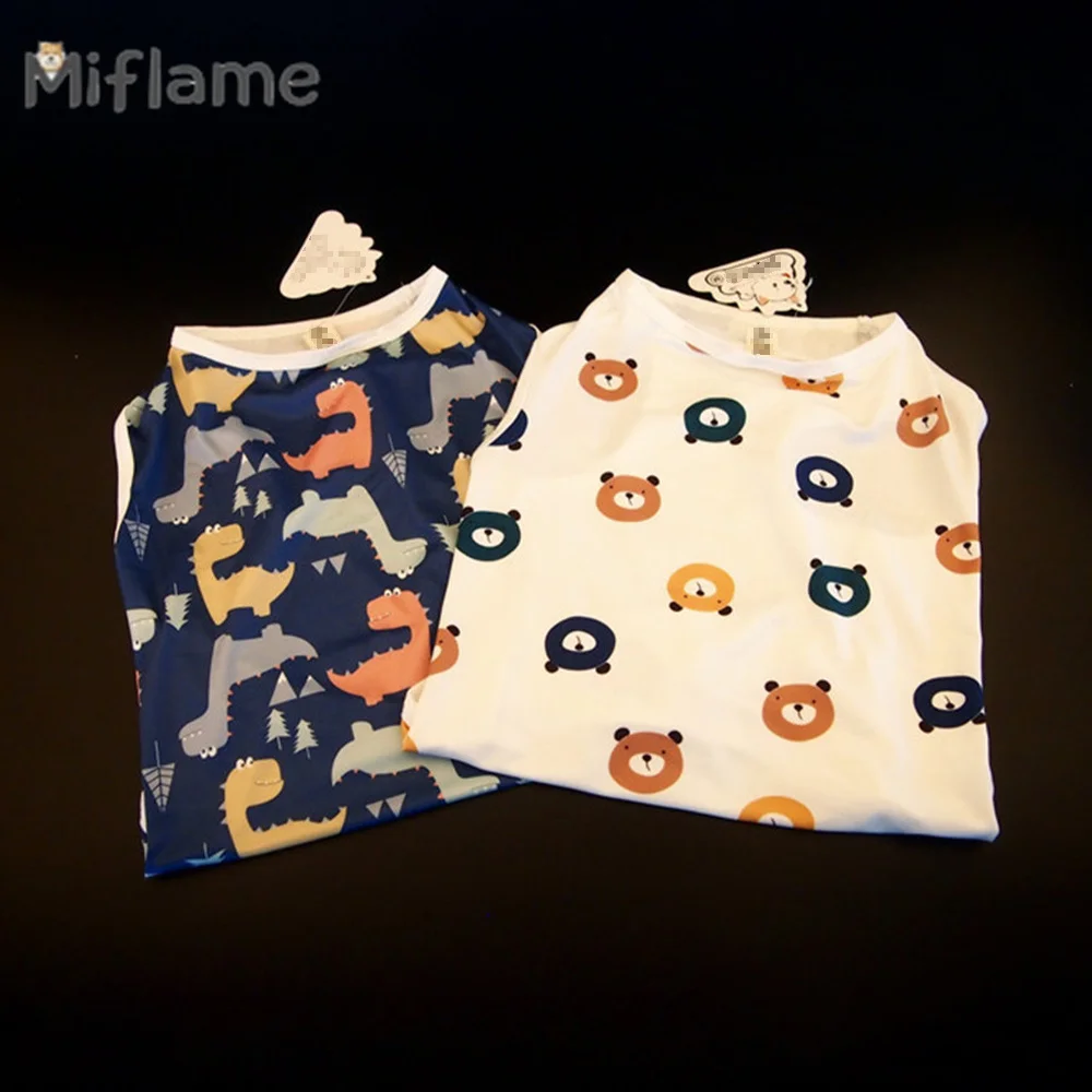 Miflame Summer Thin Big Dog Clothing Golden Retriever Labrador Border Collie Cartoon Print Medium Large Dogs Vest Pet Tank Top