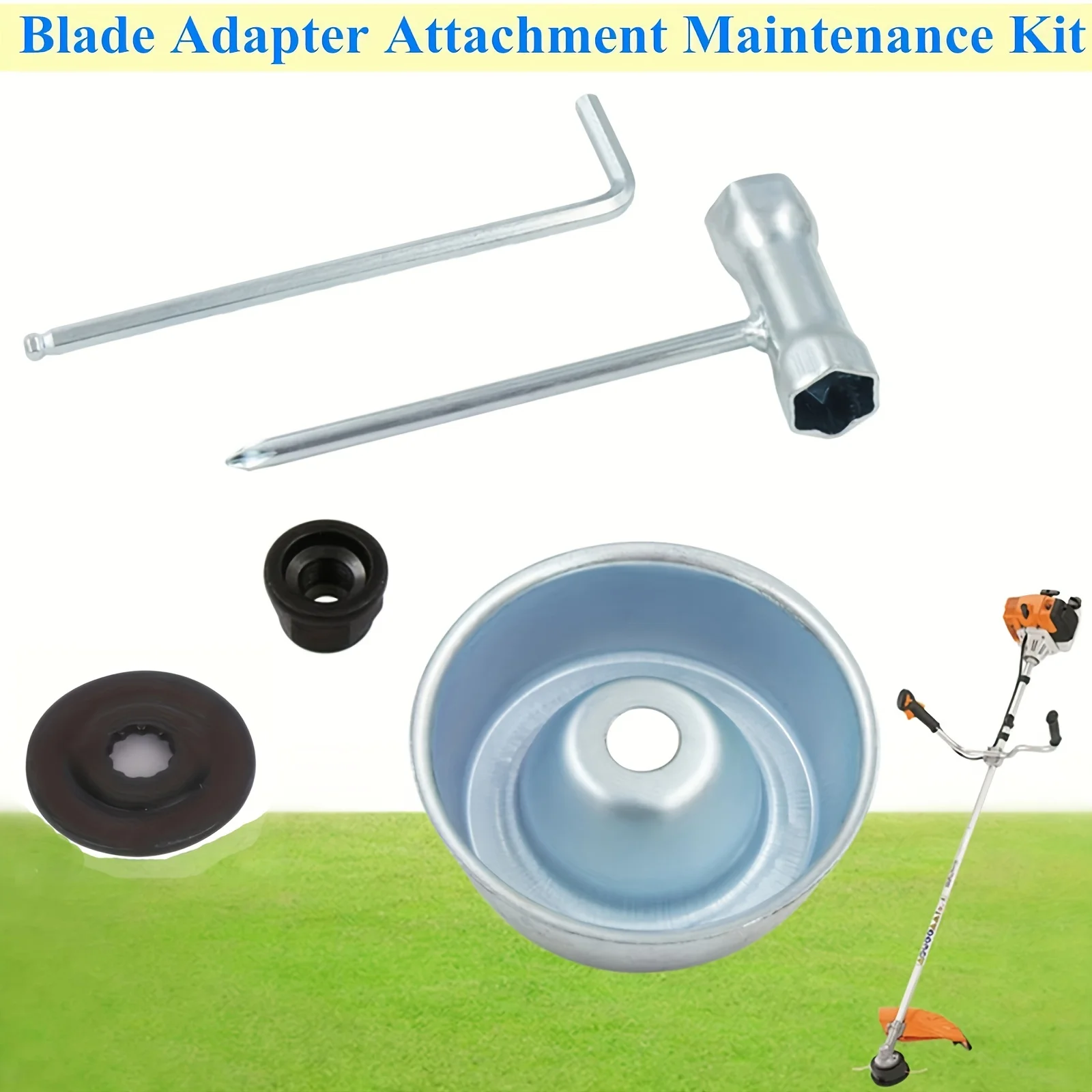 LUSQI Blade Adapter Attachment Maintenance Kit for Stihl (Thrust Washer, Rider Plate, Collar Nut, Wrench) Power Tool Accessories