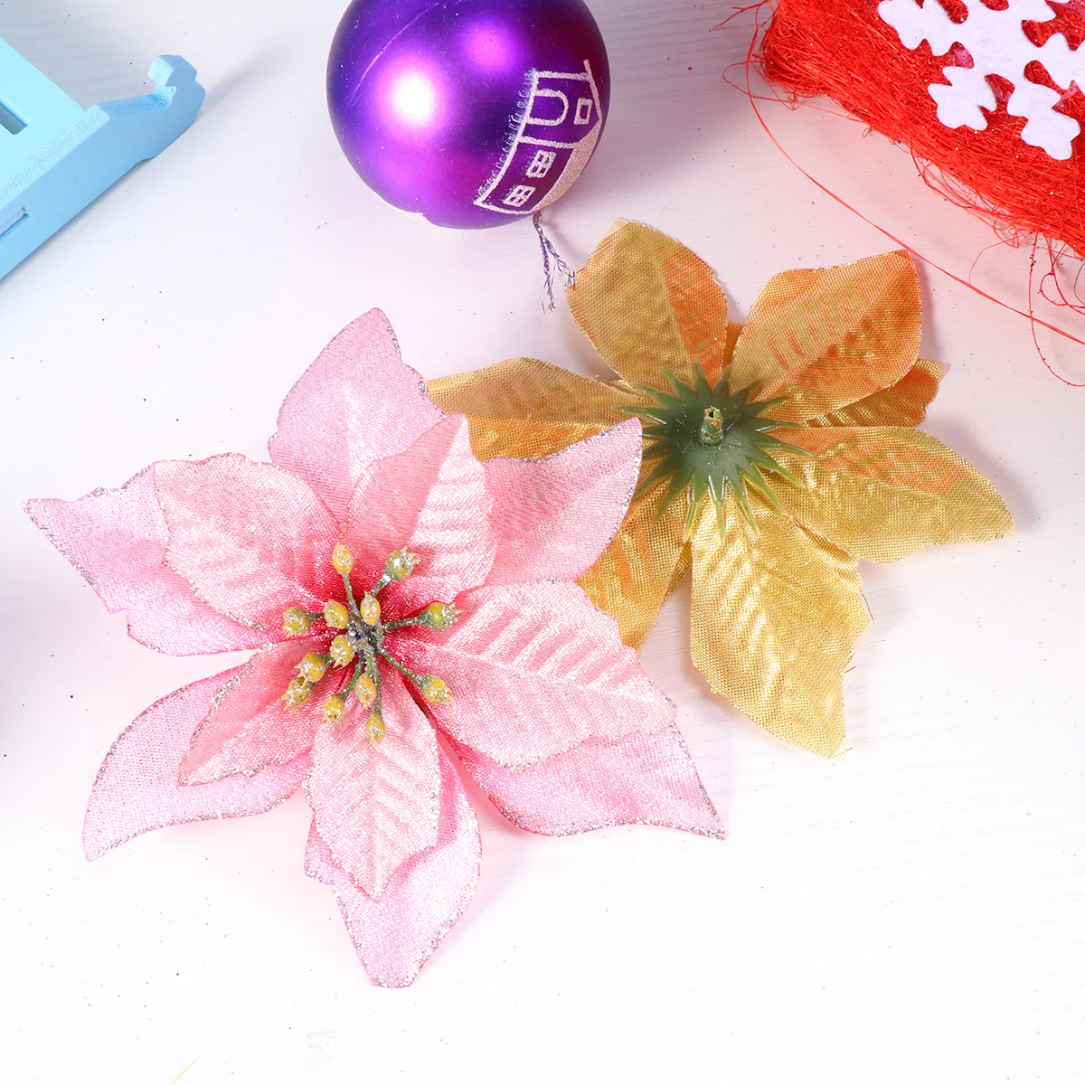 

8Pcs Festive Flower Ornaments for Christmas Tree Decor Artificial Floral Wedding Party Home Decoration Handmade Craft Item