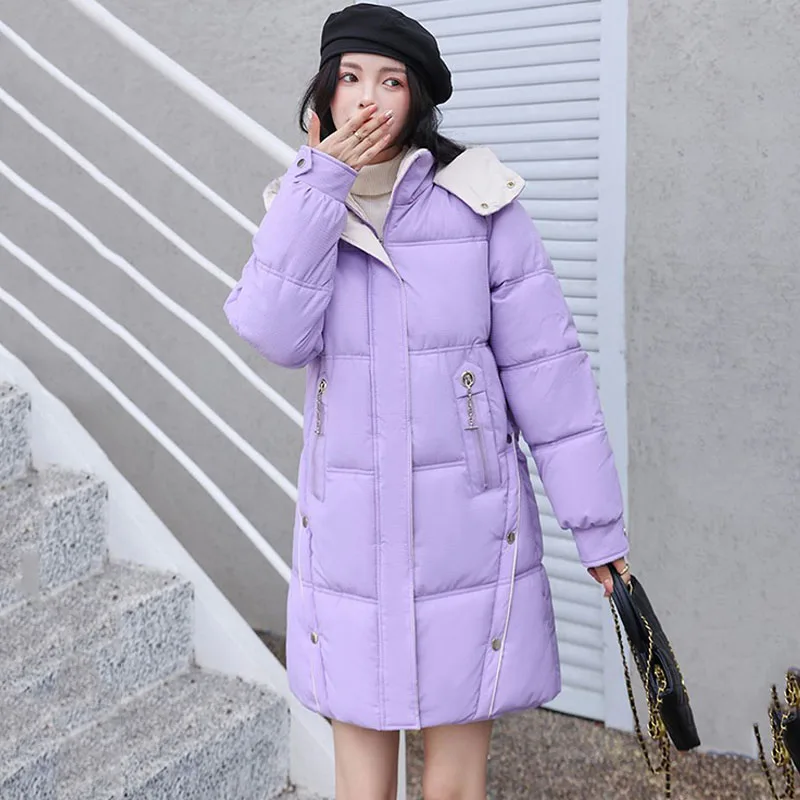 New Korean Jacket Women Winter Parkas Solid Hooded Thicken Warm Female Snow Wear Coat Padded Loose Clothes 3XL