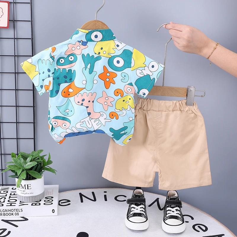 New Summer Baby Clothes Set Children Boys Shirt Shorts 2Pcs/Sets Toddler Clothing Infant Casual Cartoon Costume Kids Tracksuits