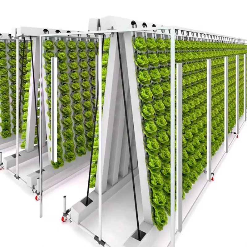 

New agriculture growing vertical system 288 holes hydroponic equipment vertical garden with LED light in greenhouse