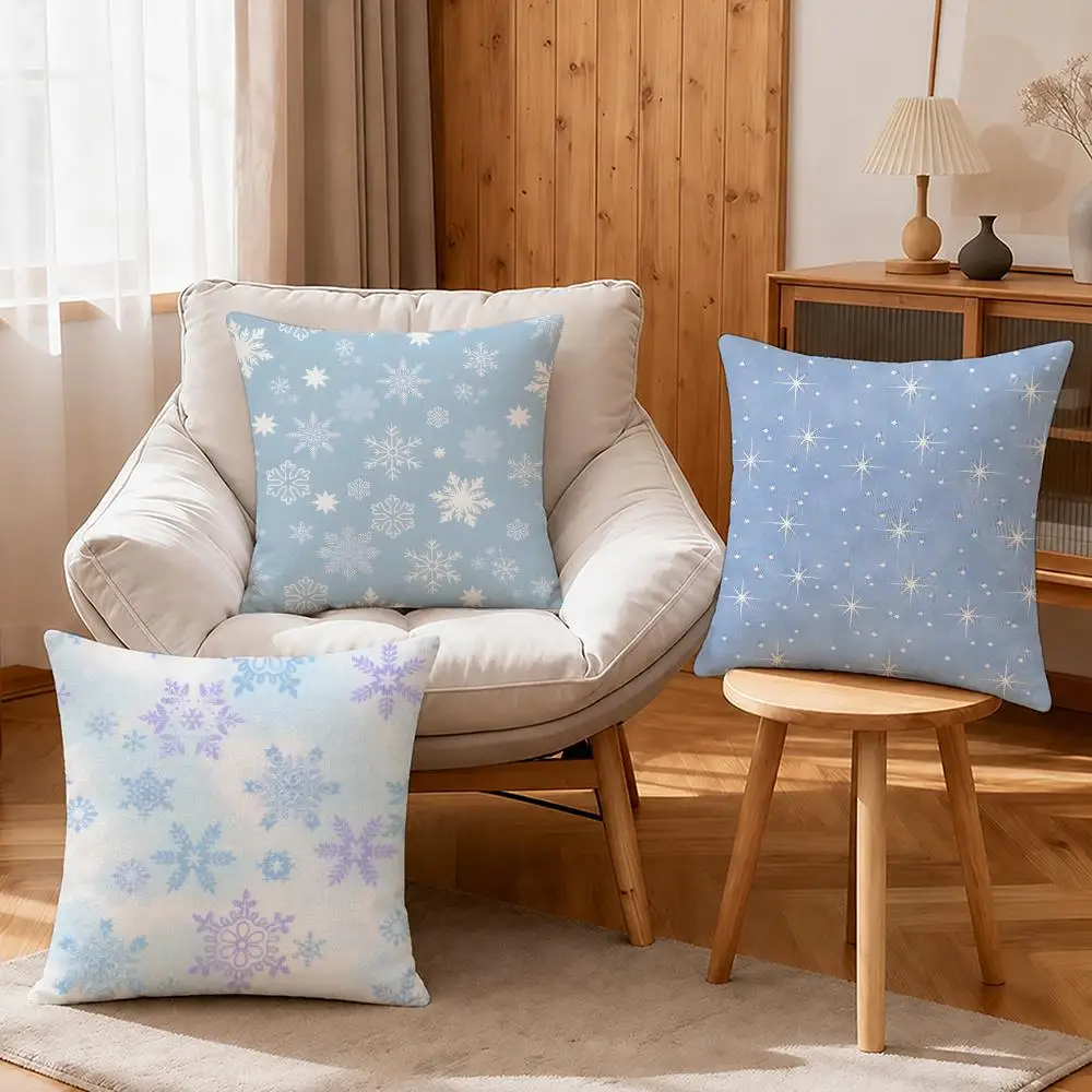 Art Neutral Snowflake Texture Cushion Cover Linen Anti-Mite Antibacterial Cushion Cover Invisible Zipper Sofa Decor