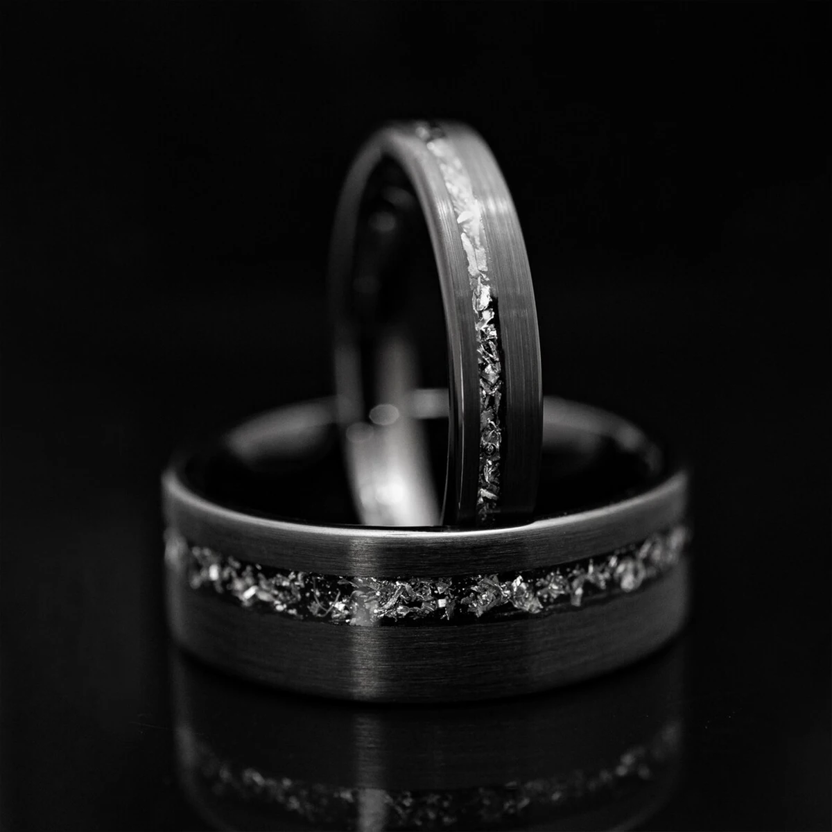 8/4mm Gold/Black Simple Tungsten Carbide Couple Wedding Band Inlaid Gold Foil White Opal Engagement Promise Ring For Him And Her