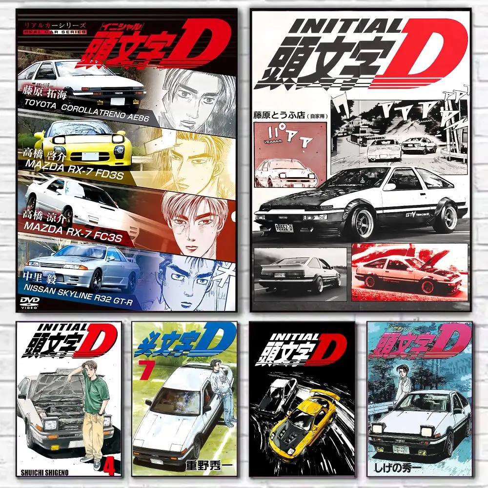 Anime D I-Initial D Poster Stylish Wall Art Print for Living Room Bedroom Study Office Café Home Decor Modern Gift
