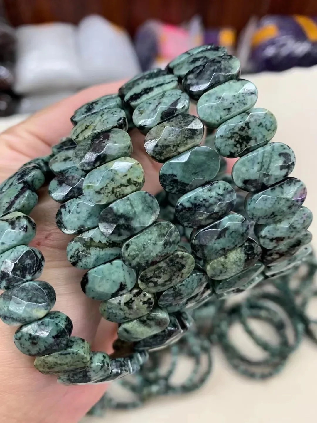 Green Zebra Jasper Stone Beads Bracelet Natural Gemstone Diy Jewelry Bangle for Man for Woman for Gift Wholesale !