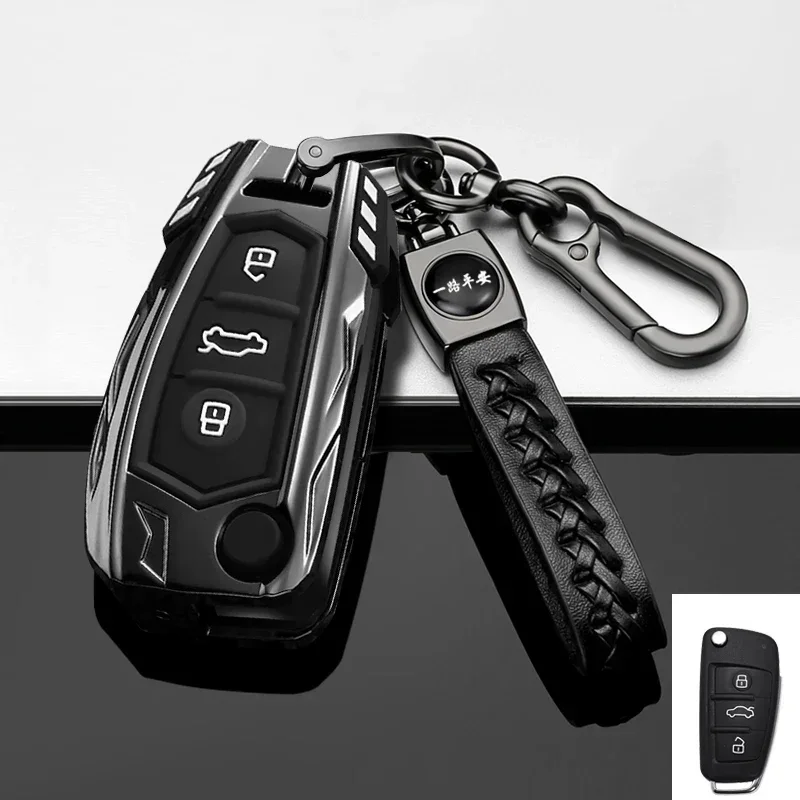 

Zinc Alloy Car Key Cases Protector Cover For Audi A1 A3 A6 Q2 Q3 Q7 TT TTS R8 S3 S6 RS3 RS6 3 Buttons Folding Remote Control Key