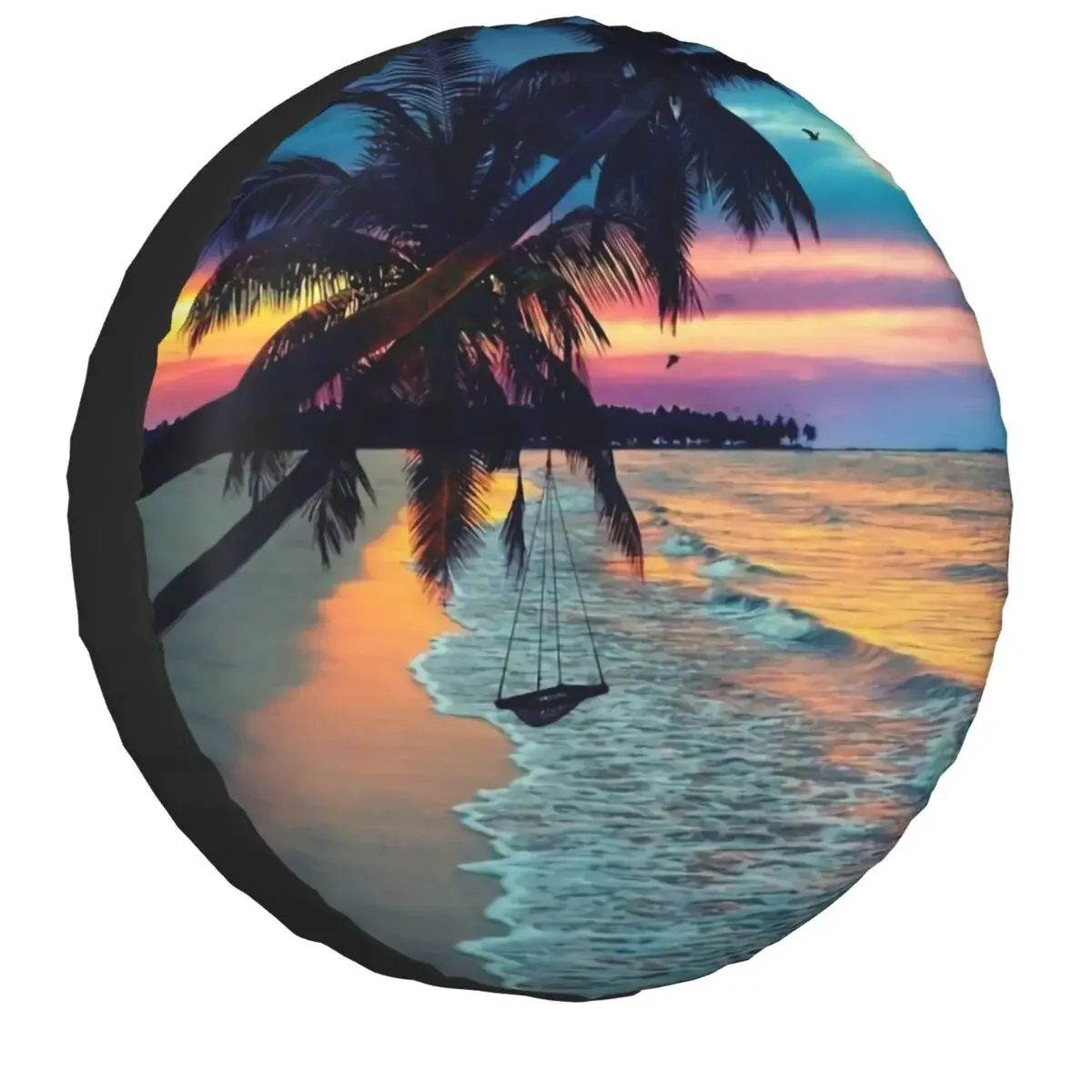 

Beach Sunset Hammock Spare Tire Cover for RAV4 Prado RV SUV Trailer Car Wheel Protector Covers 14" 15" 16&