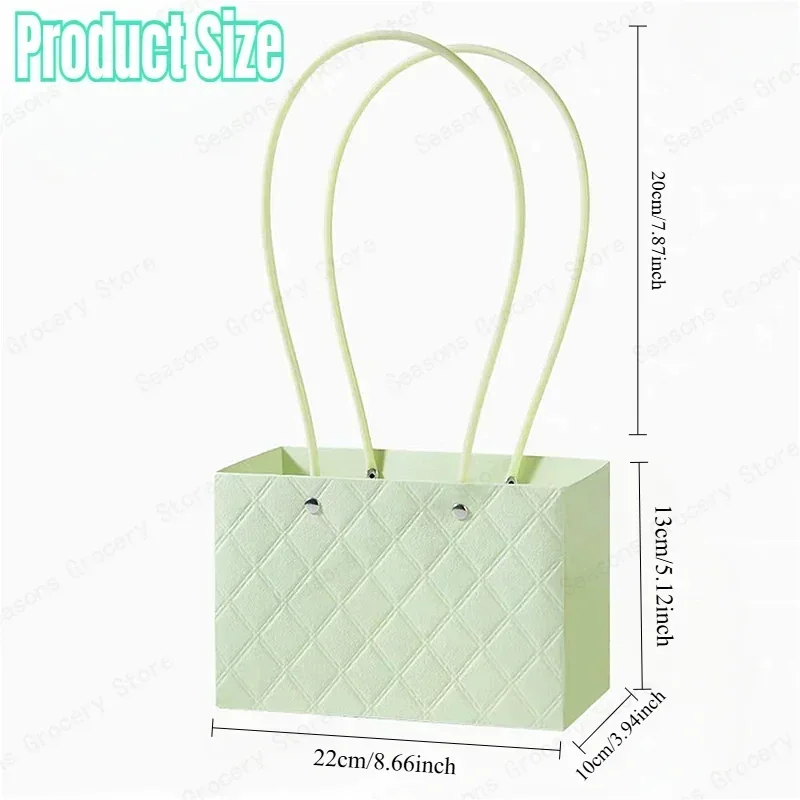 Macaron Lattice Flower Gift Bag Waterproof Bouquet Packaging Tote Bag Floral Handbag For Wedding Birthday Party Valentine's Day view 6