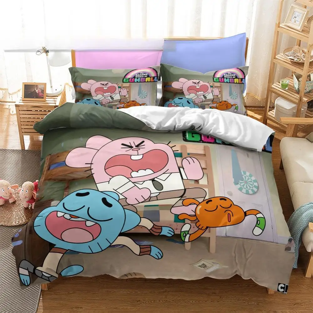 

Anime Amazing World Gumball 3D Printed Bedding Set Darwin Anais Duvet Cover King Queen Full Twin Size for Bedroom Home textile