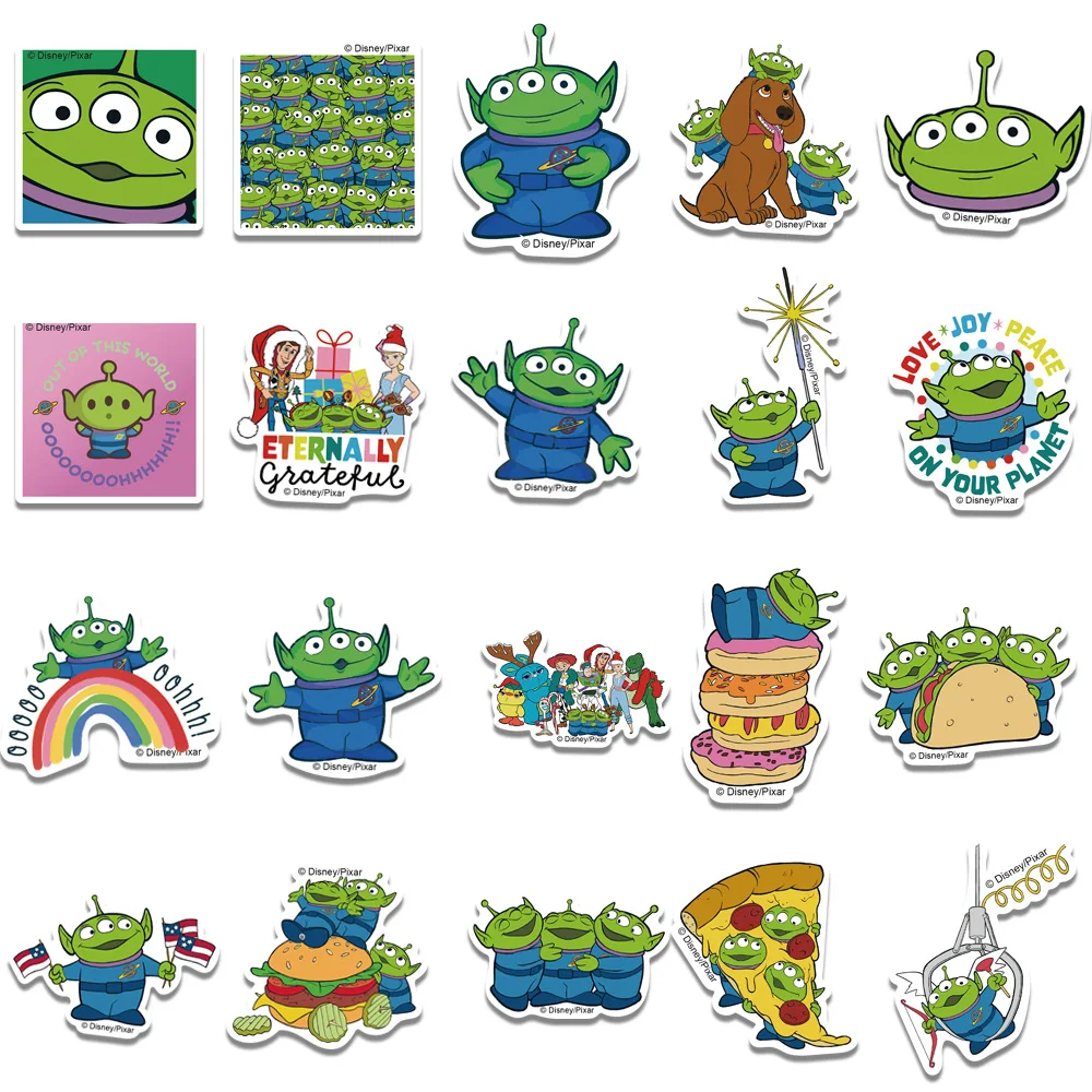 42PCS Disney Toy Story Alien Stickers Anime Decal Laptop Motorcycle Skateboard Cute Kawaii Cartoon Movie Sticker Pack Kids Toys