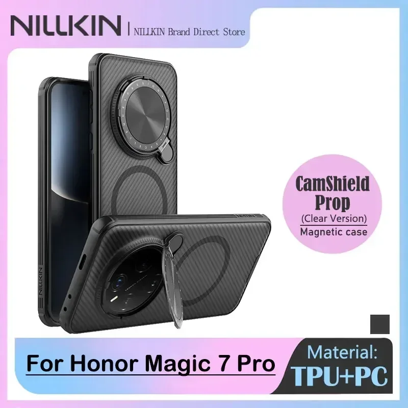 

NILLKIN Micro-transparent Magnetic Case for Honor Magic 7 Pro, Flip Lens Cover with Kickstand, MagSafe, Anti-Drop, Skin-Friendly