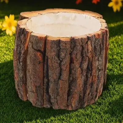 

Wooden Flower Bucket 12cm Waterproof Farmhouse Pots Finish Home Planters Vase Storage Solution Garden Decor