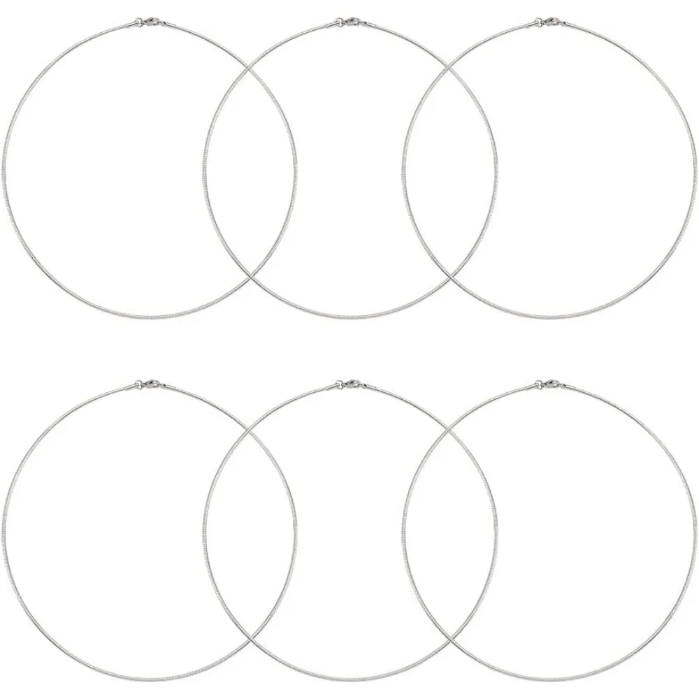 

6pcs 17.7inch Stainless Steel Snake Chain Necklaces Round Chain Choker with Lobster Claw Clasps for Women Crafts Jewelry Making