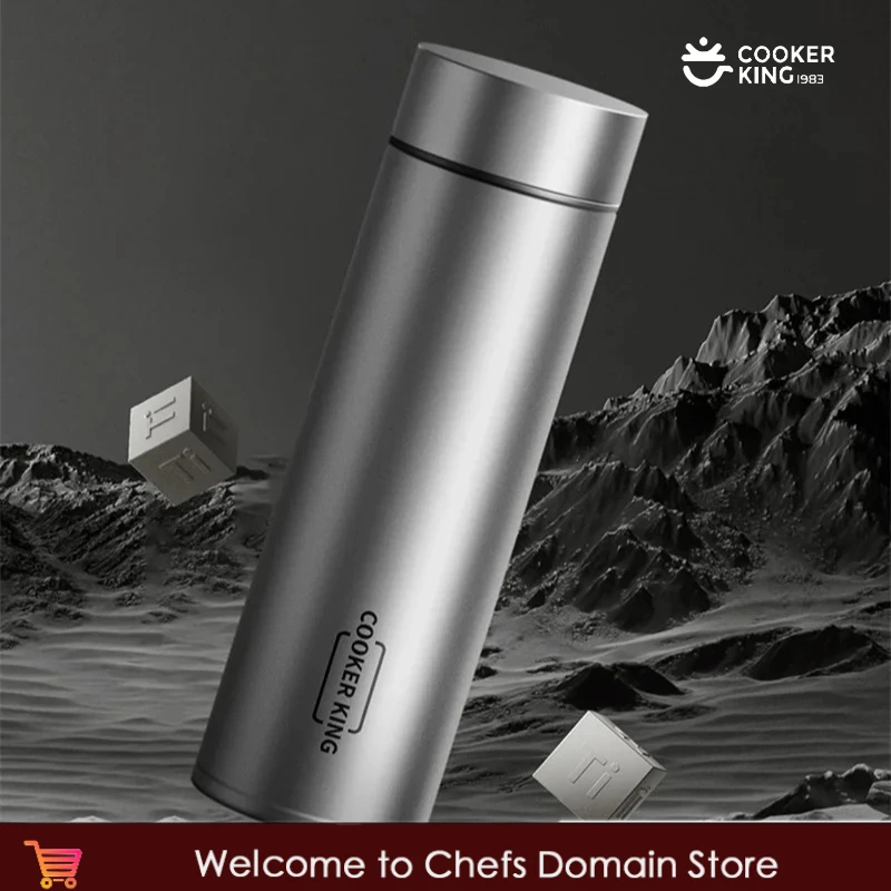 كوب ترمس من التيتانيوم النقي سعة 450 مل من كوكر كينج، زجاجة مياه معزولة خفيفة الوزن مع مصفاة شاي، كوب قهوة للمكتب المنزلي