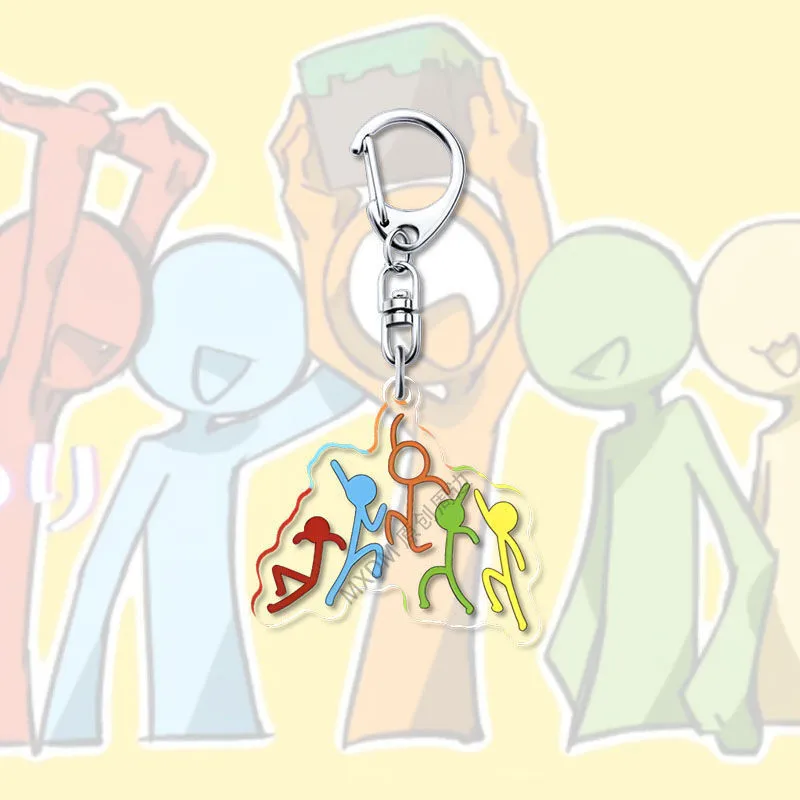 Alan Becker Anime KeyChain Women Key Chain for Men Key Ring Acrylic Car Keyring Party Pendant Japan Cos Girls Gift Pendant view 2