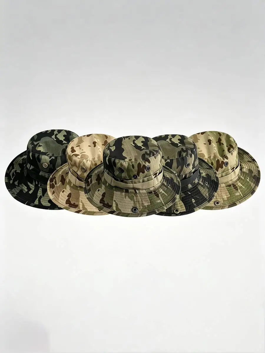 

Classic Multi-Color Camouflage Bucket Hat, Lightweight Quick-Dry Sun-Shading Hat, Essential Bucket Hat Suitable For Outdoor Styles