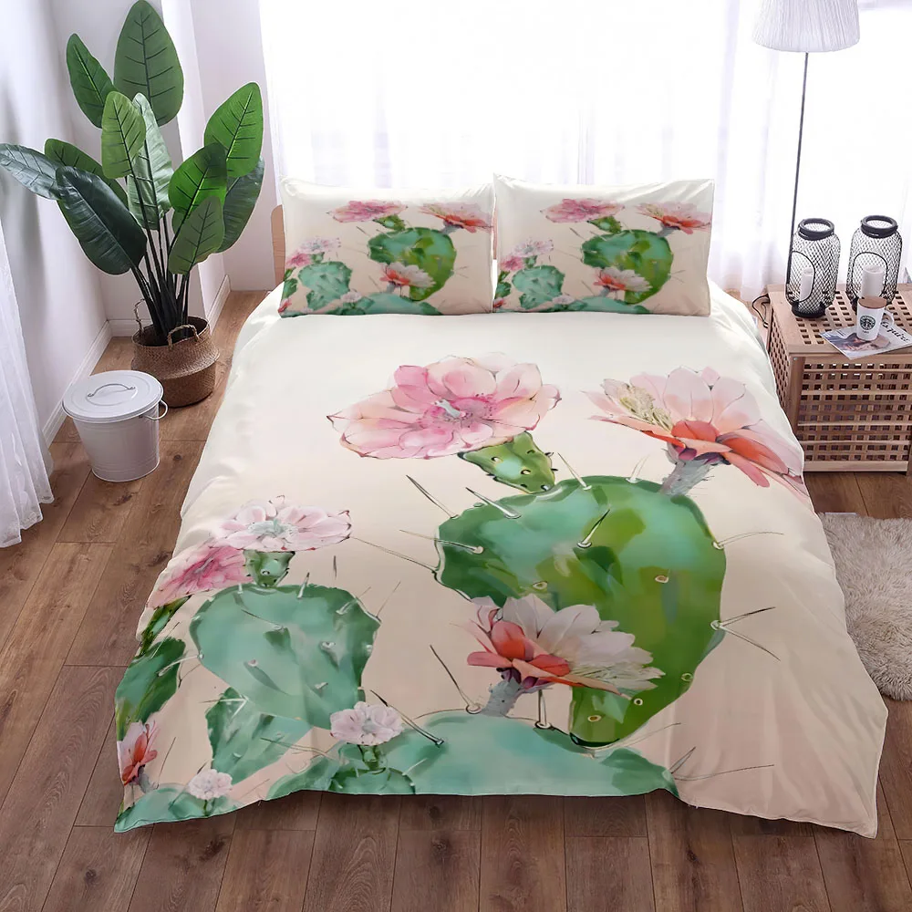 Imagem -05 - Cacto Plantas Ink Duvet Cover Grupo Rei Rainha Duplo Twin Cama de Solteiro Conjunto de Linho