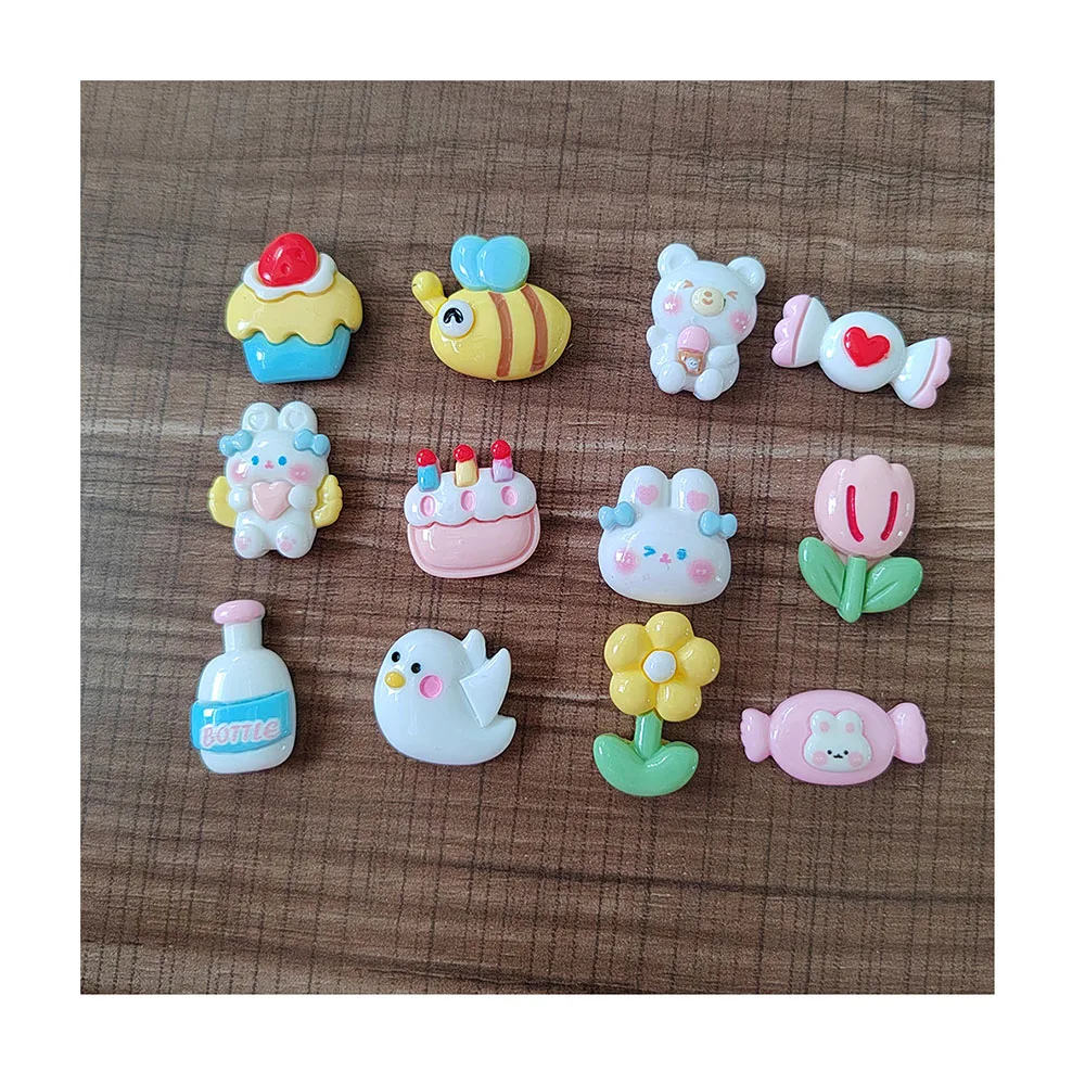 Cute Resin Animal Flower Cake Candy Flatback Cabochon Scrapbook Kawaii Embellishments DIY Headdress Accessories