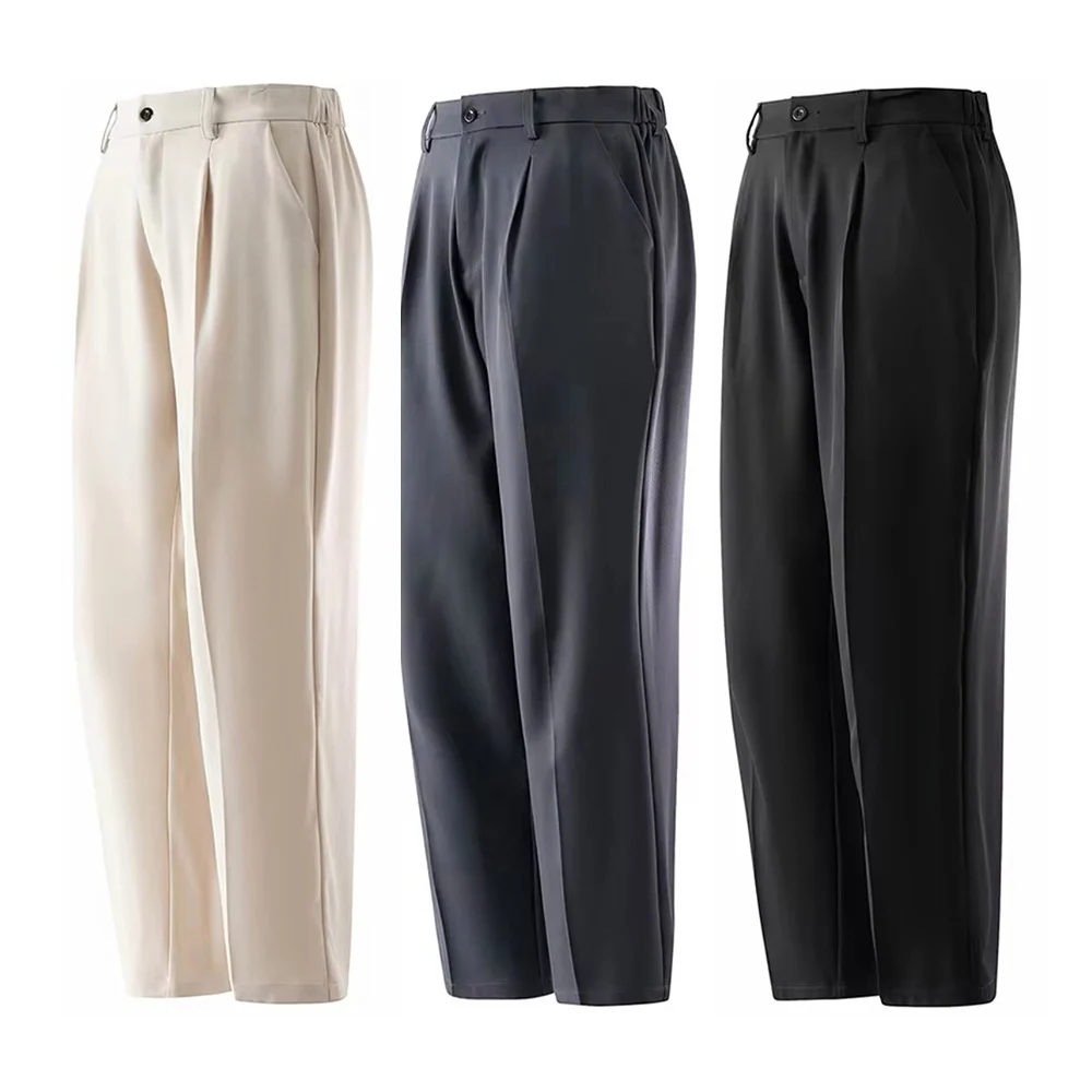 Gerade Hosen für Männer Sommer Leichte Atmungsaktive Hosen Neue Mode Freizeithosen Taillenbundhosen Lose Fallende Hosen Streetwear