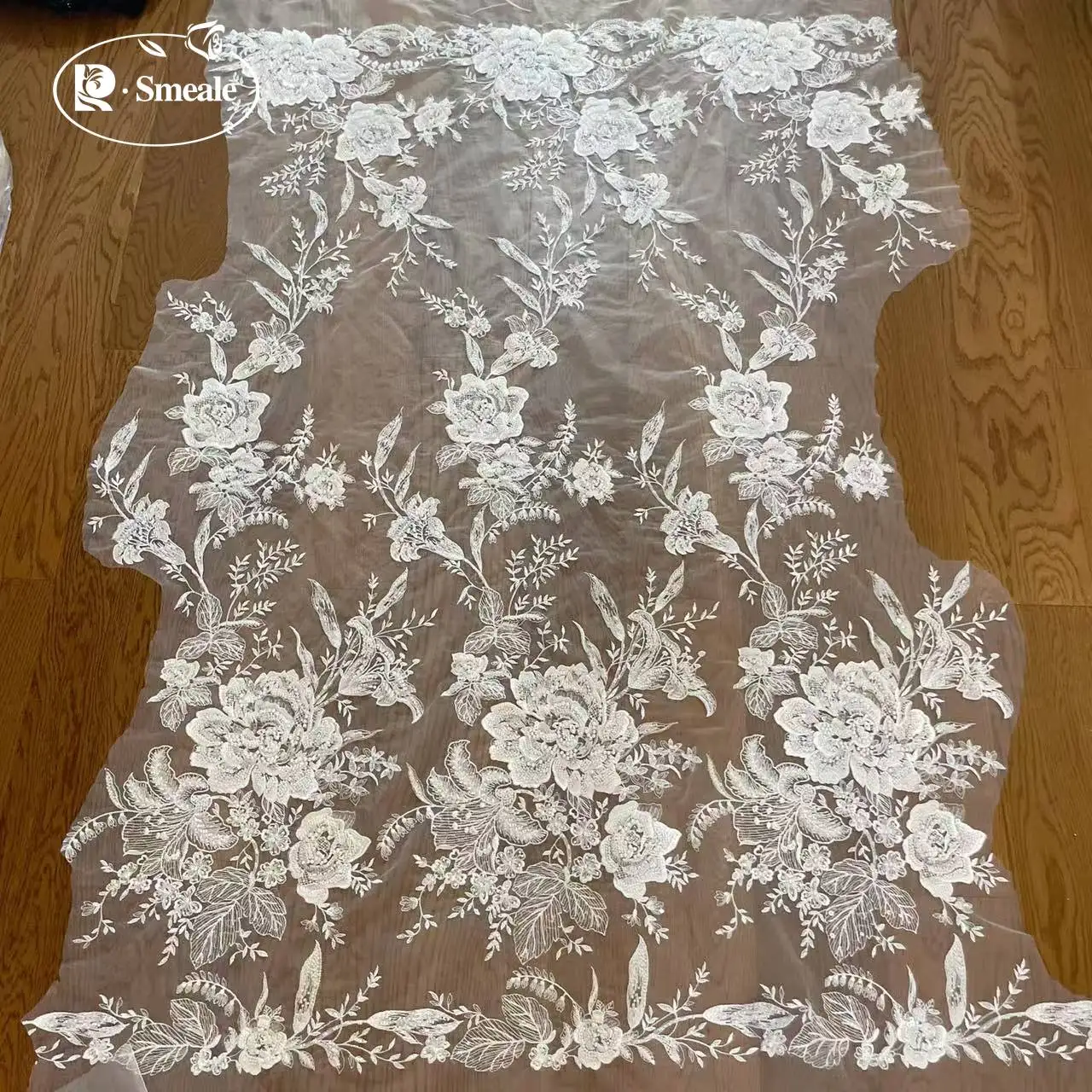 NEU Perlen Pailletten Hochzeitskleid Braut Big Flower Spitzenstoff. Rayon-Stickerei. DIY Nähzubehör RS 252283 – Detail 8