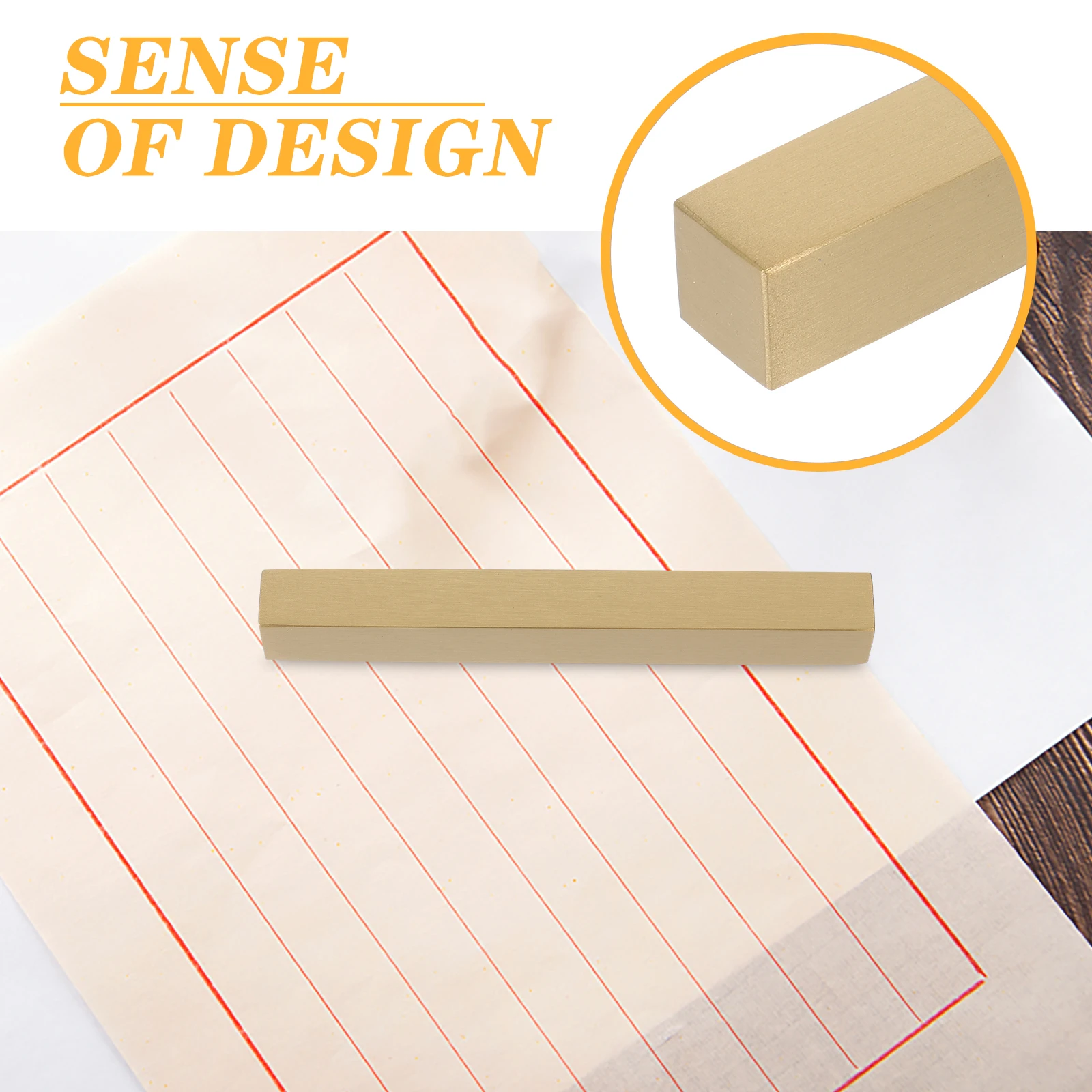 

1Pcs Brass Calligraphy Paperweight Golden Compact Portable Office Desk Accessory Chinese Painting Writing Supply