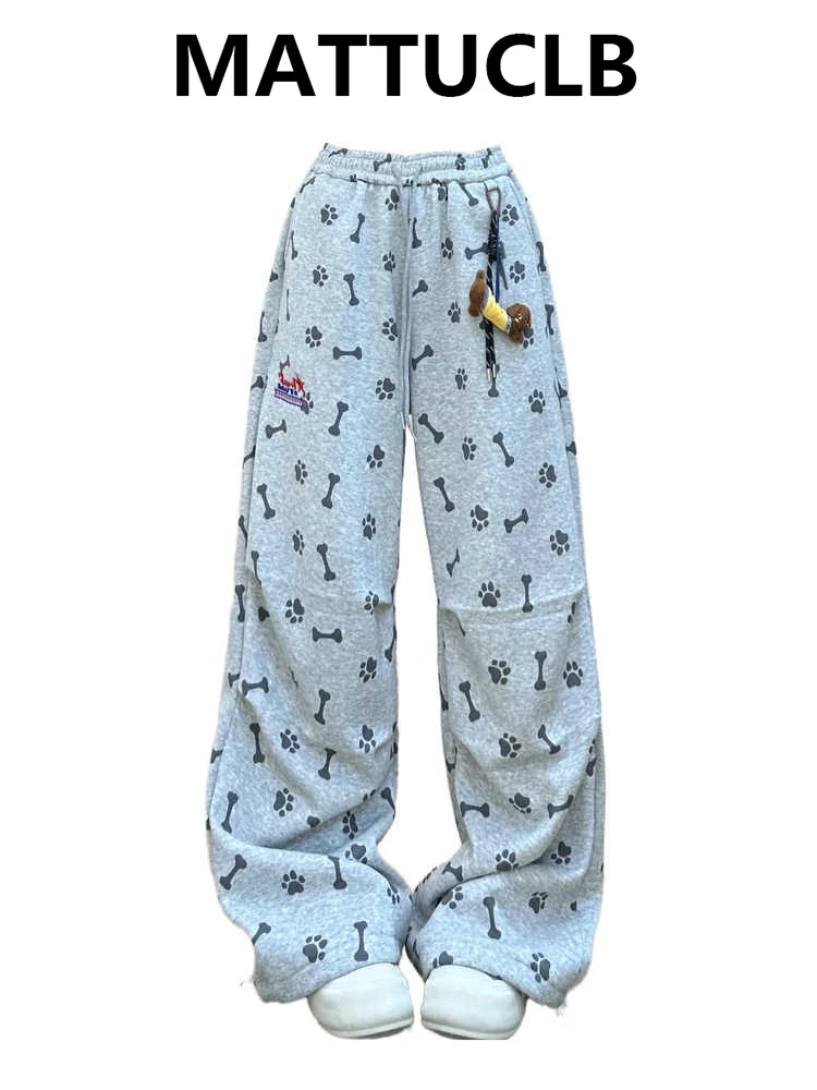 

Women Cute Core Joggers Baggy Pants Long Trousers Pants Elastic Waist Y2k Harajuku Korean Fashion Drawstring Trousers Graphic