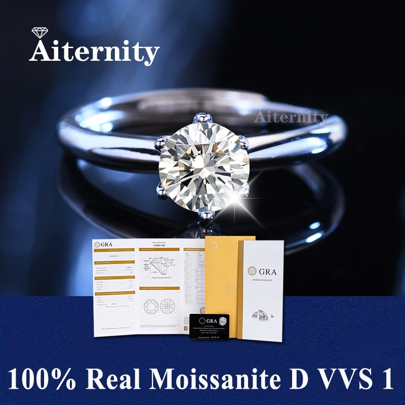 Real GRA Moissanite RingsPass Diamond Test Pen Adjustable Size S925 Sliver D VVS1 With Certificate Wedding Rings for Women