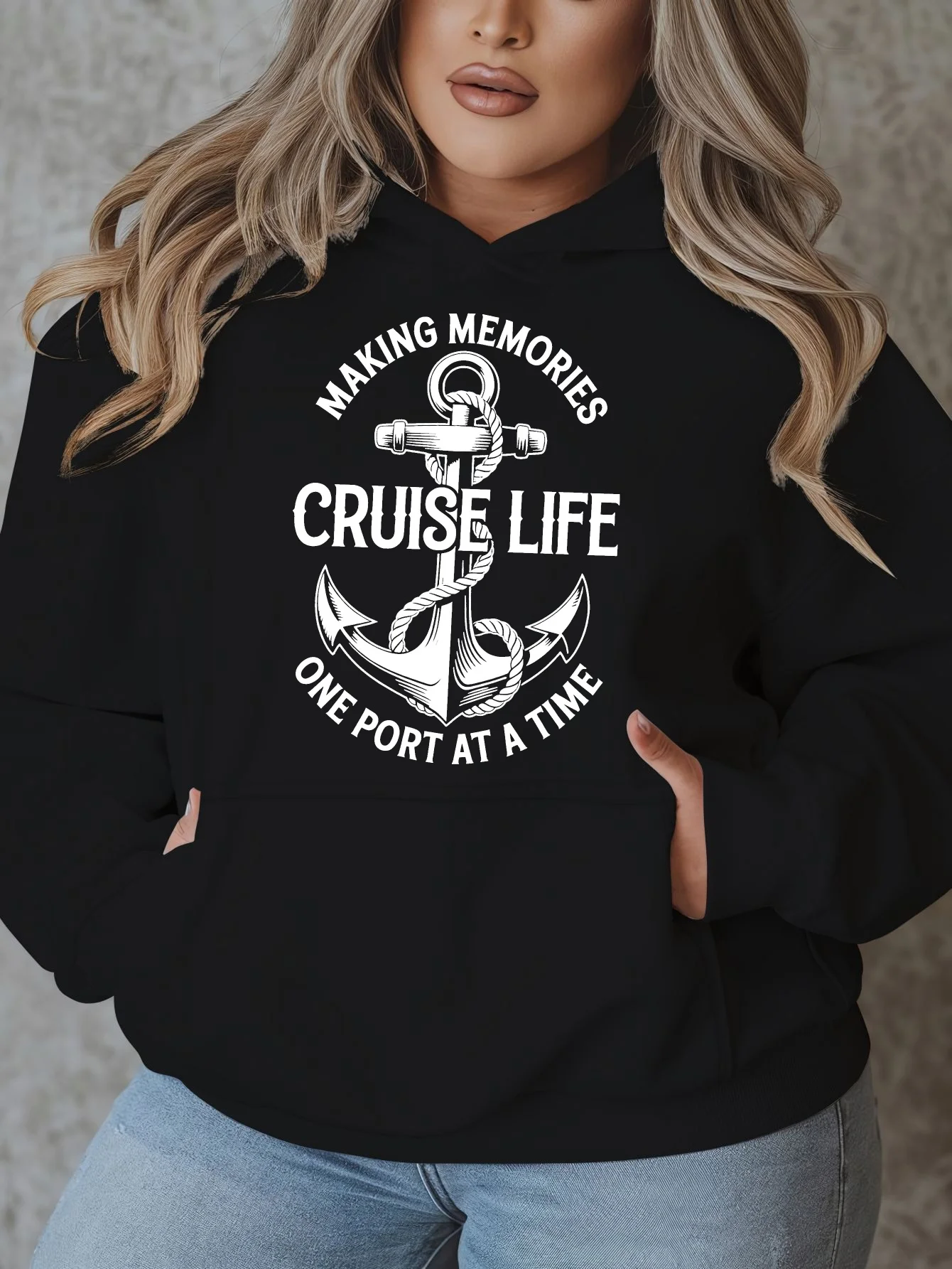 

Толстовка MAKING MEMORIES — удобный повседневный пуловер осень-зима, с карманами, длинными рукавами, свободный крой, буквенным принтом