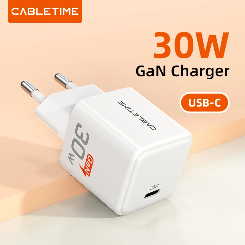 CABLETIME 30W GaN Charger PD Charger QC 3.0 Fast USB Type C Chargeing For iPhone 15 14 13 PD3.0 Phone iPad Huawei Charger
