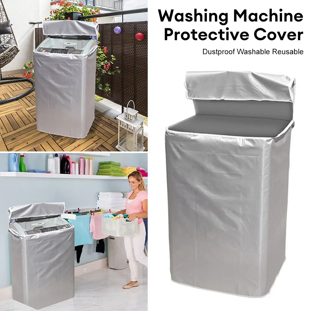 Washer Sunscreen Washing Machine Waterproof Cover Dryer Polyester Silver Dustproof Washing Machine Cover S/M/L/XL