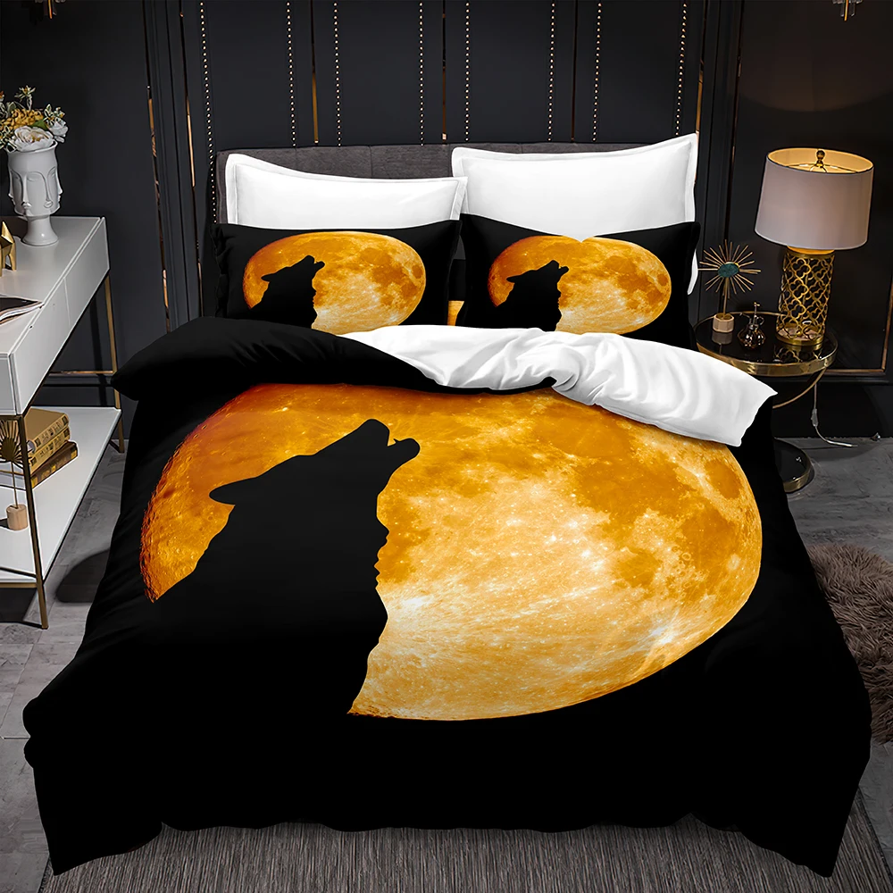 3pcs Wild Animal Wolf Bedding Set Soft Comfortable Duvet Cover Sets Quilt Cover with 2 Pillowcases Twin Full Queen King Size