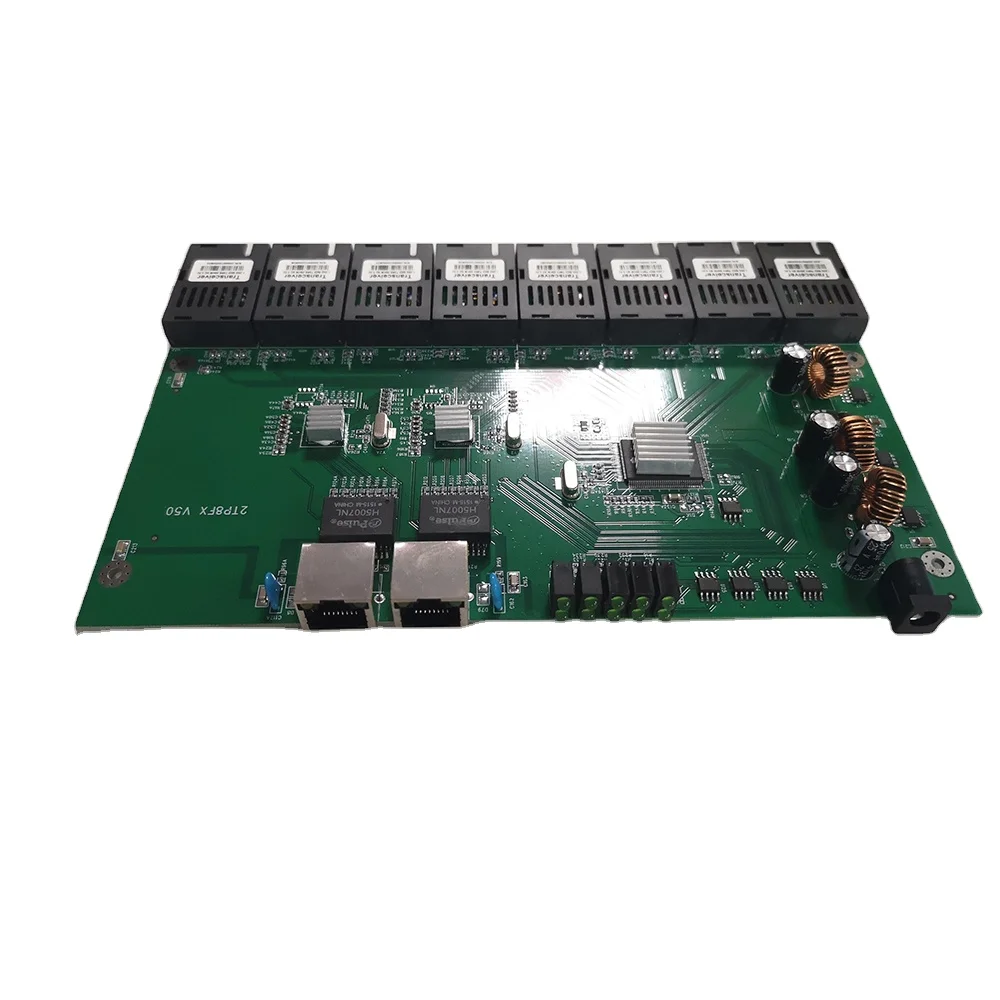 Ethernet Switch PCB Board, 8-Port 100Base-FX + 2-Port 10/100/1000Base-T(X), 20km