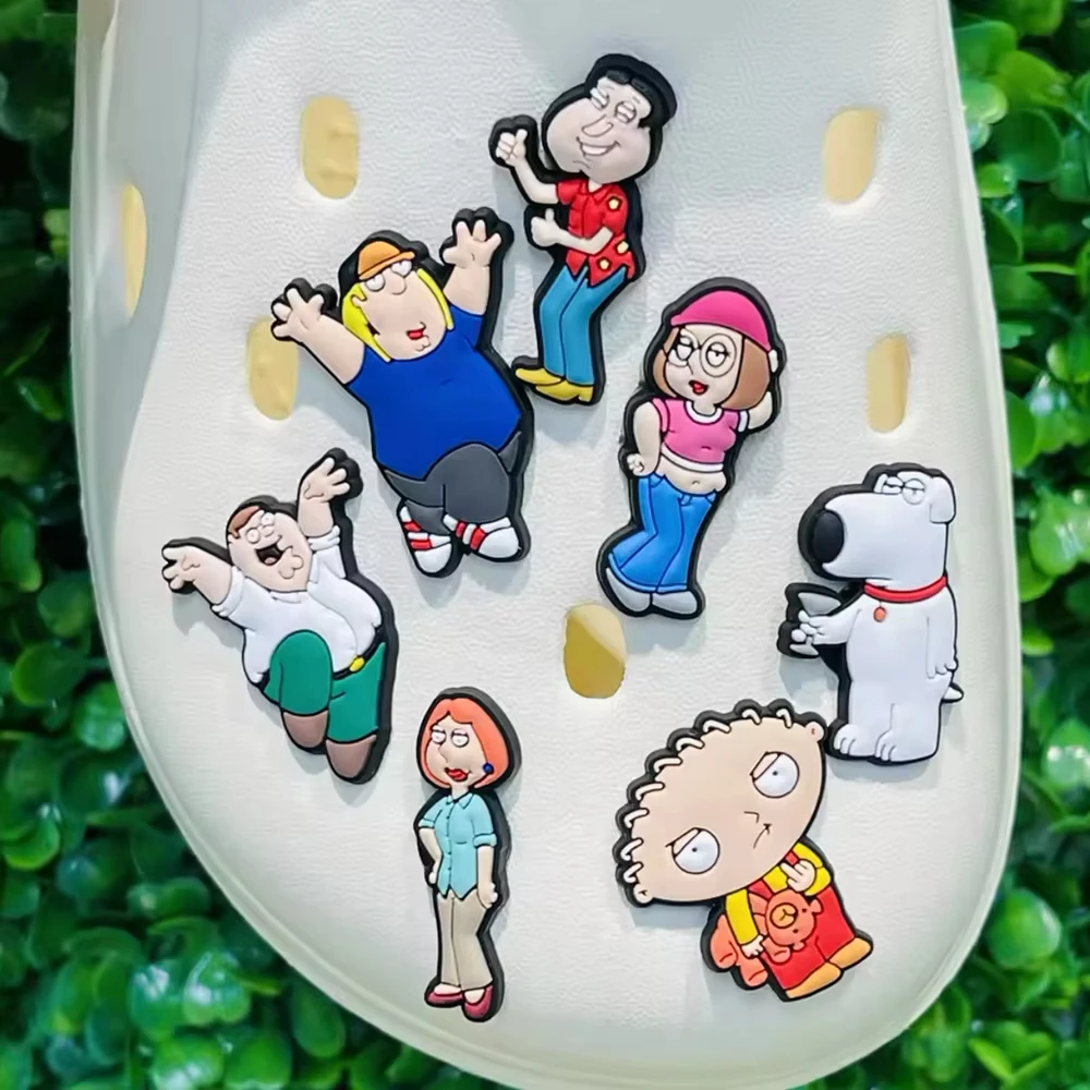 6-24PCS Cartoon Funny Family Shoes Charms for Clog Sandals Mix Wholesale PVC Decor Buckle Detachable DIY Waterproof To Xmas Gift