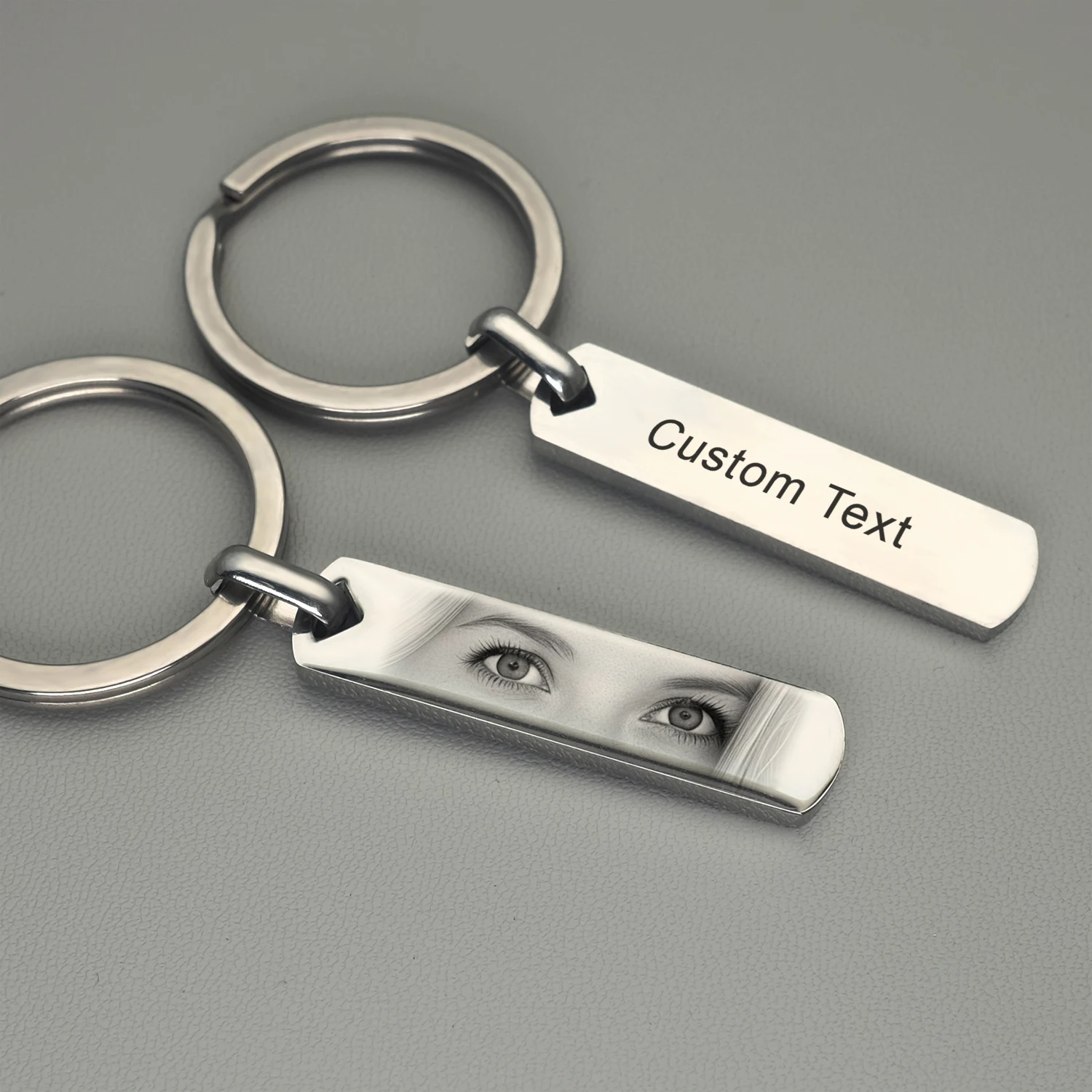 تخصيص عيون صور مفتاح سلسلة عيون محفورة صور زوجين مفتاح سلسلة مجوهرات هدايا للحبيب #4