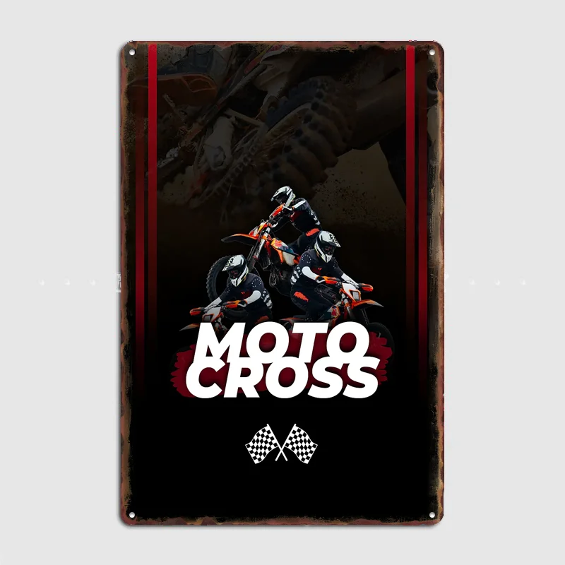 Motocross Riders in Action Poster Retro Custom Sign Room Decoration Home Decor Club Bar Vintage Posters Indoor Wall Decor