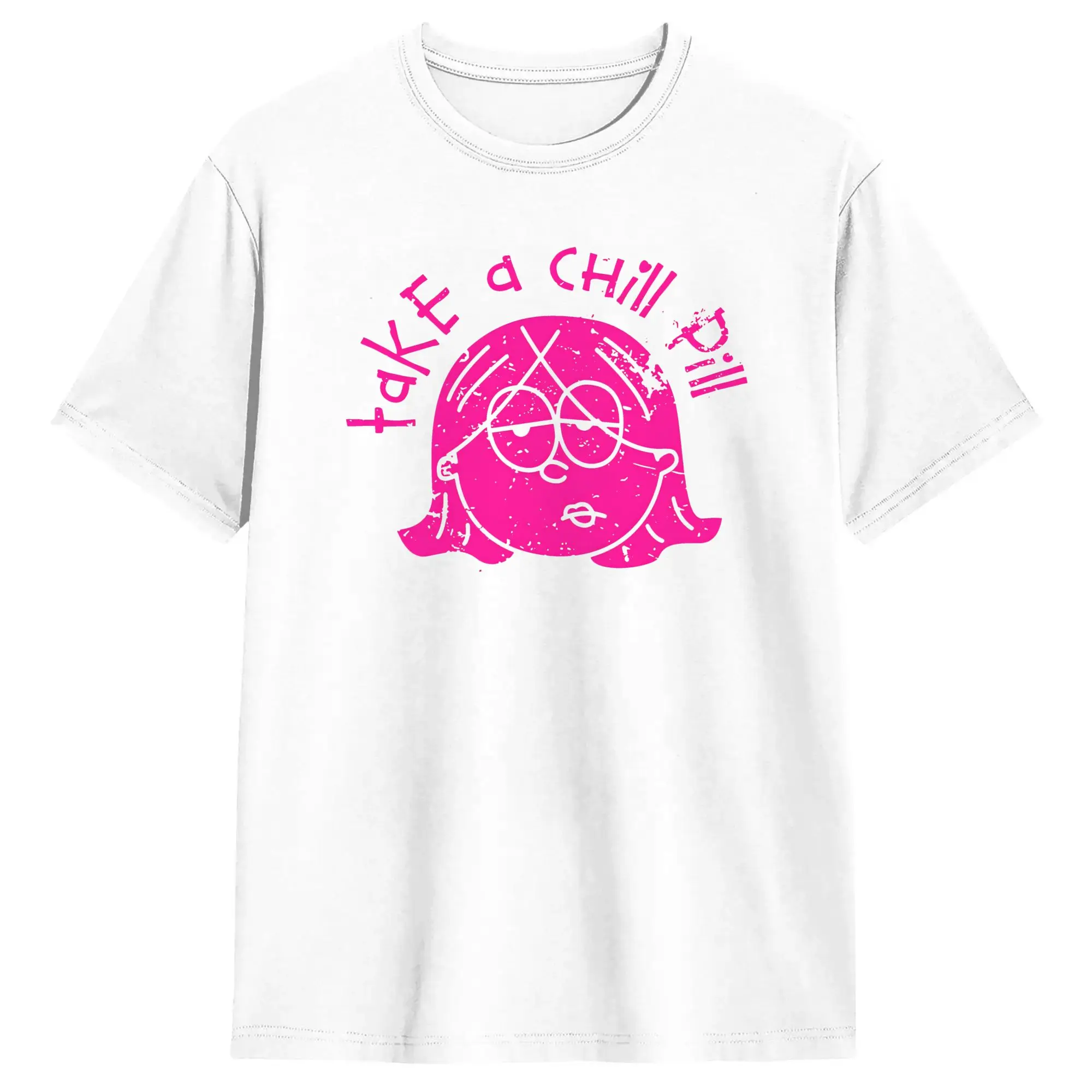 Men's T-Shirt Lizzies McGuires Cool 100% Cotton Tee Shirt Short Sleeve Take a Chill Pill T Shirts Crew Neck Clothes Plus Size
