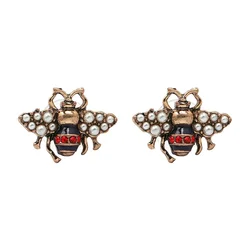 Vintage Crystals Bee Dangles Earrings,Fashion Women Pearl Insects Earring,Trendy Party Jewelry Gifts